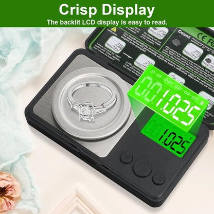 0.001g/50g Digital Milligram Scale, Muaket Portable Micro Scales with Display, High Precision Laboratory Scale for Powder, Medicine, Reloading, Mg Scale 6 Units, Tare, Cal Weight Included