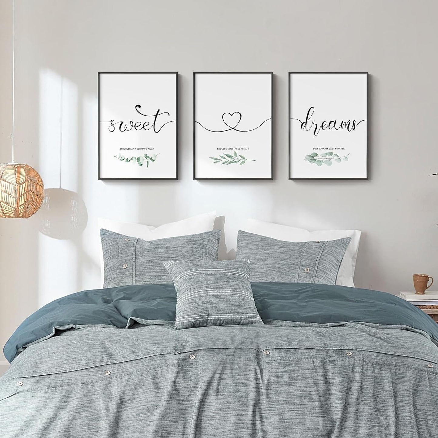 Sweet Dreams Wall Art by Framed | Modern Minimalist Canvas Prints for Bedroom Decor | 12x16 Inch