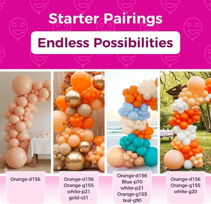 Bezente Pastel Orange Latex Balloons - 100 Pack 12-Inch Round Helium Balloons for Weddings & Parties