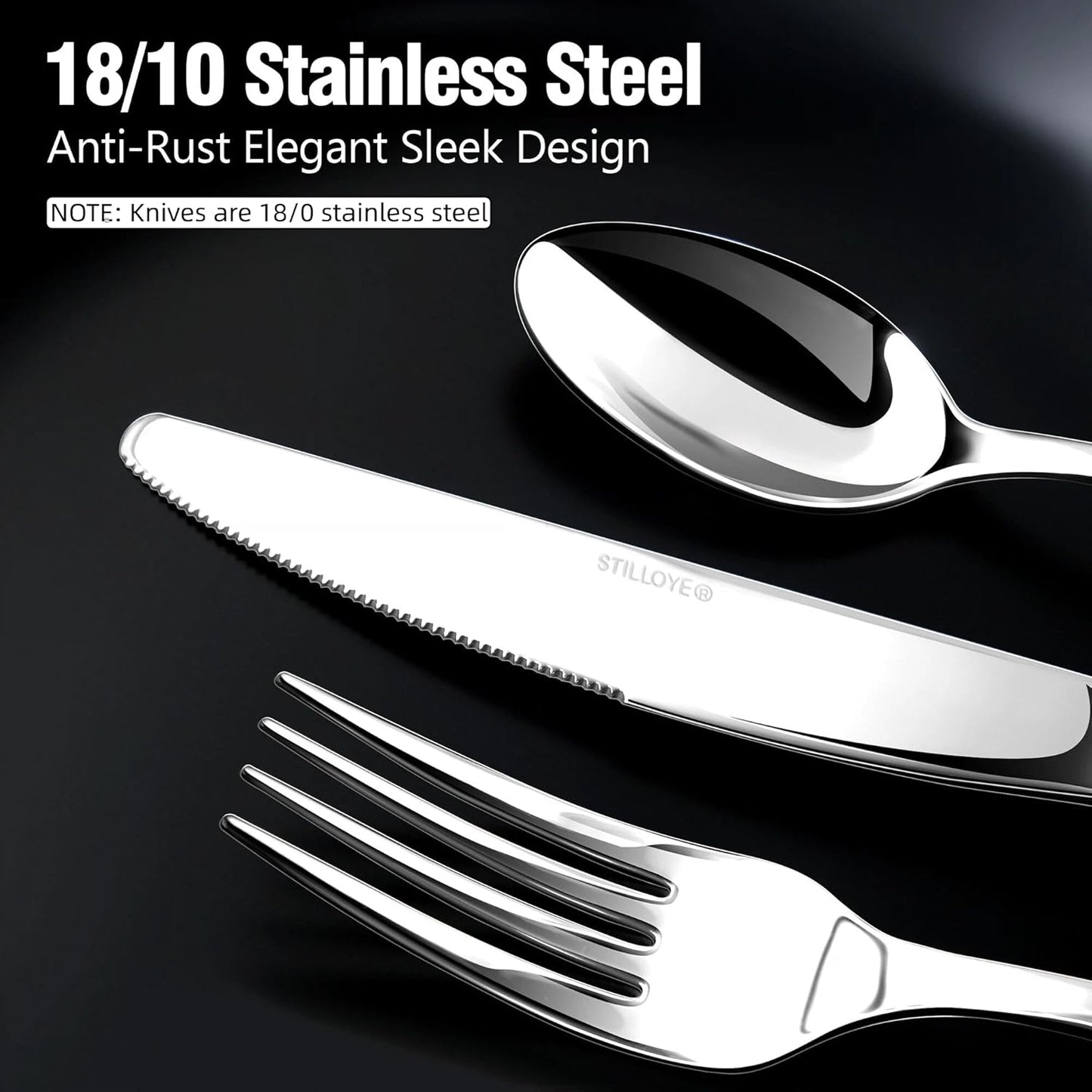 Skiennix 40-Piece Silverware Set for 8 | Premium 18/10 Stainless Steel Flatware, Mirror Polished, Dishwasher Safe