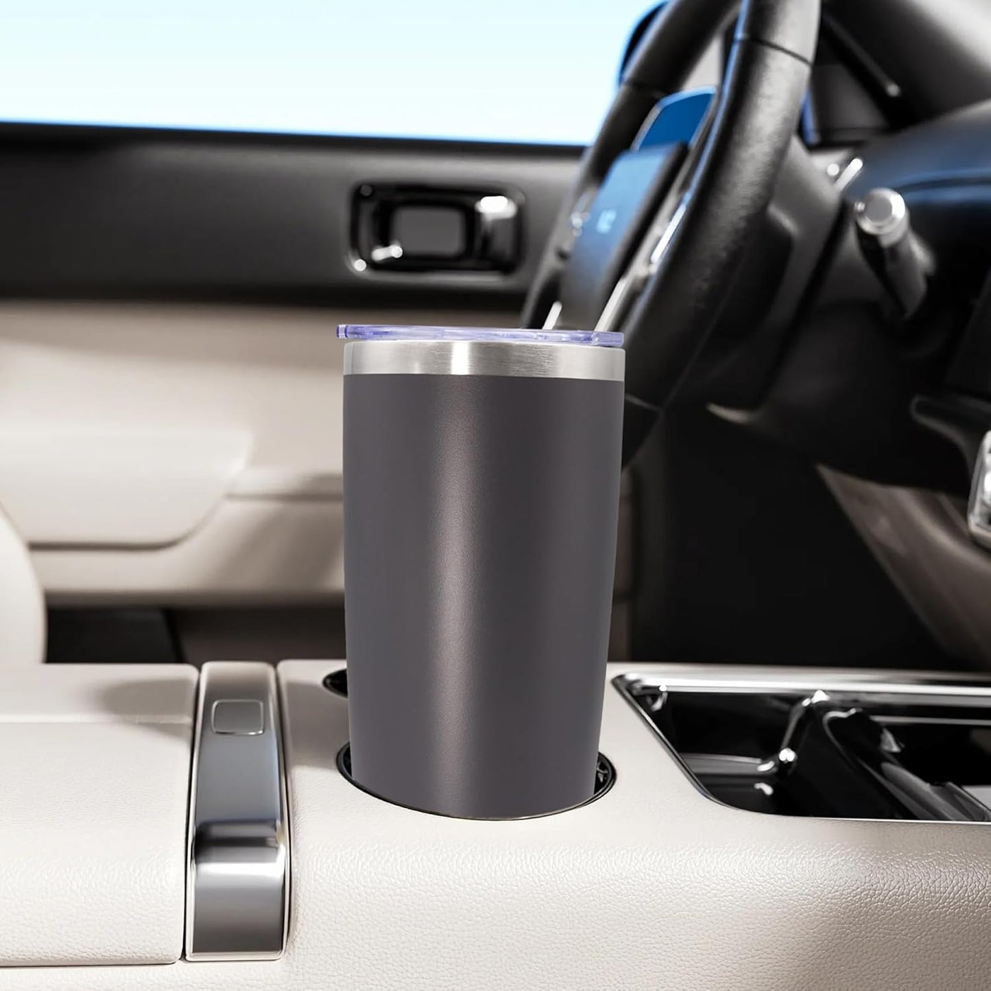 Skiennix 20oz Stainless Steel Tumbler - Vacuum Insulated Travel Mug for Hot & Cold Drinks | Grey