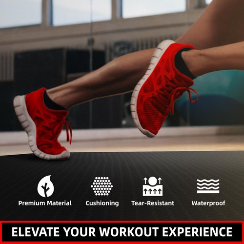 Gymcope Treadmill Mat, 7'x3'/6'x3'/6'x2.5'/5.6'x2'/4'x2', 6mm Shock and Noise Absorbing Workouts Mat for Home Gym, Ideal Floor Protecting Gym Equipment Mat, Compatible with Peloton Bike