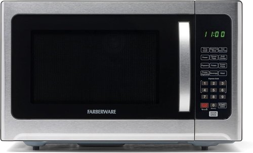 Farberware 1.2 Cu. Ft. Countertop Microwave Oven - 1000 Watts, Auto Cook, Easy Clean, Stainless & Black
