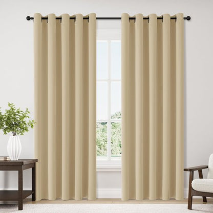 ChrisDowa Blackout Curtains - Extra Wide Thermal Insulated Grommet Panels | Biscotti Beige, 70 x 84 Inch