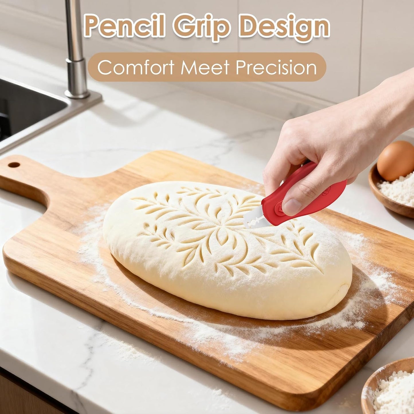 Skiennix Bread Lame | Sourdough Scoring Tool with Extractable Magnetic Design | Includes 5 Razor Blades - Red & Blue