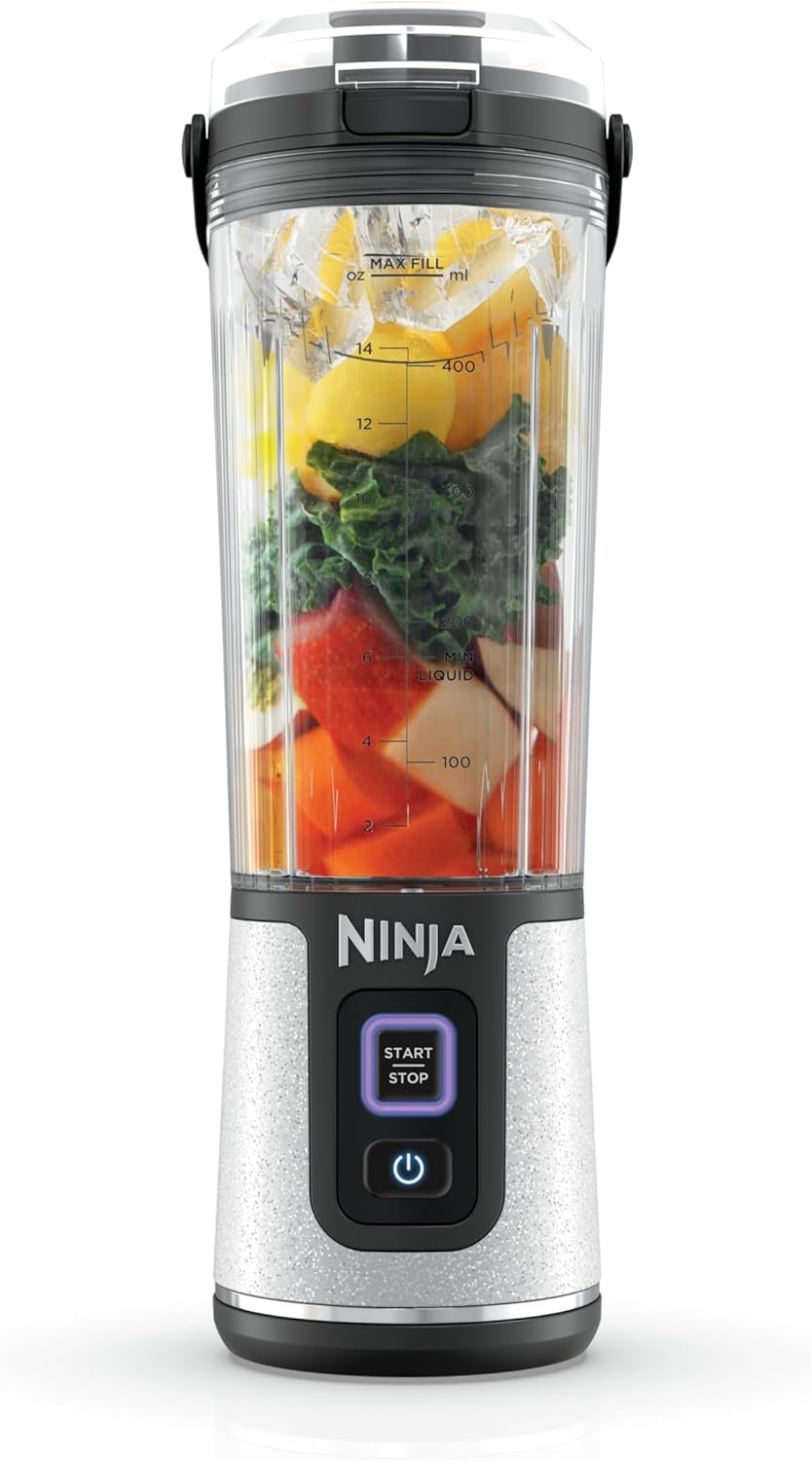 Ninja Blast Portable Blender - Cordless 18oz Personal Blender for Smoothies & Shakes | BPA Free, USB-C Rechargeable, White Glitter