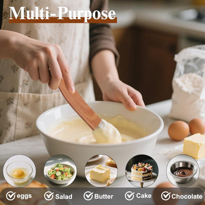 Skiennix Skinny Spurtle Set - Perfect for Sourdough Starters | Wooden Mixing Tools for Jars