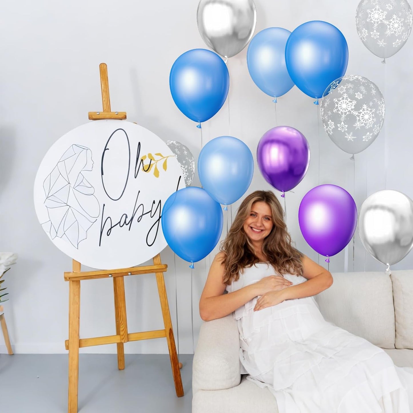 Skiennix 68Pcs Party Balloons Kit - 12 Inch Pearl Light Blue & Metallic Purple with Ribbons | Winter Theme Decor