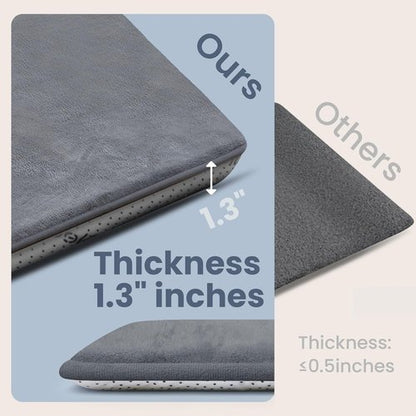 Huloo Play Mat - Non-Toxic 50"×50" Soft Coral Velvet for Infants | 1.3" Thick, Water-Repellent, Safe for Crawling (Dark Grey)