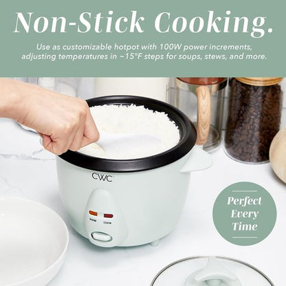 Cook With Color 6-Cup Rice Cooker - Effortless 300W Cooking for Perfectly Fluffy Rice, Sage