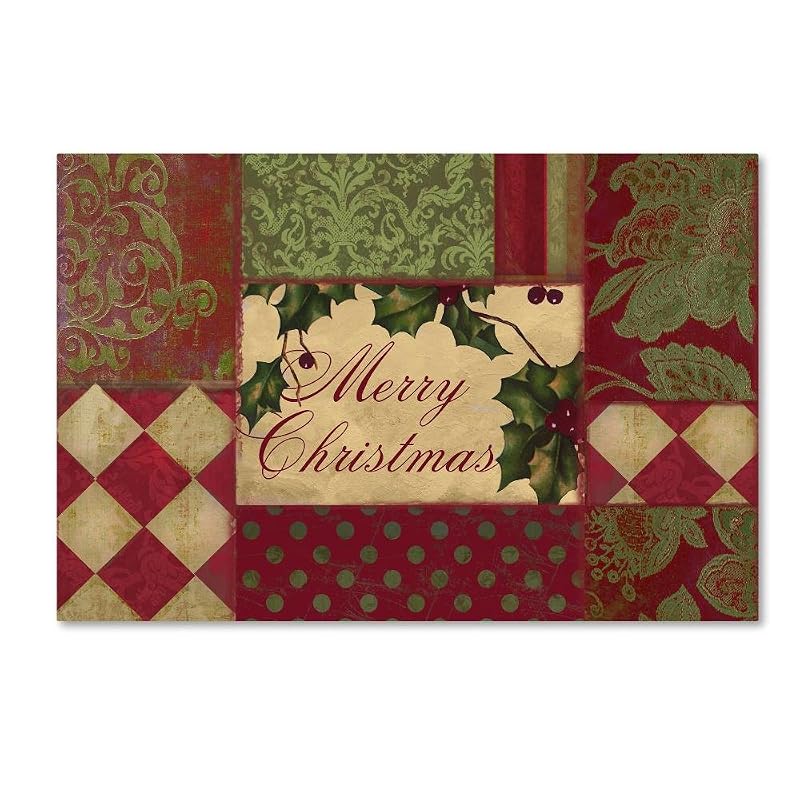30x47 inch Merry Christmas Patchwork I Gallery-Wrapped Canvas Art