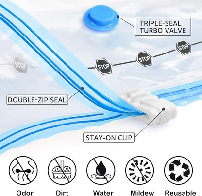 BoxLegend Vacuum Storage Bags - Thickened Waterproof Seal Bags with Hand Pump | 6 Medium 19.68’’x27.56’’ for Clothing & Bedding Storage