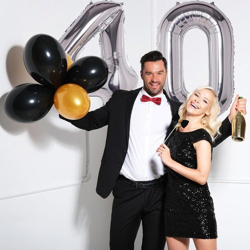 40 Inch Silver Jumbo Number 40 Balloons - Giant Foil Helium Balloons for 40th Birthday Celebrations