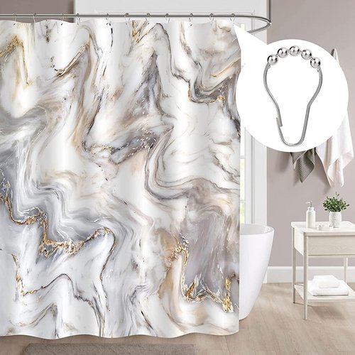 Consss 24PCS Stainless Steel Shower Curtain Hooks Rust Proof, Shower Curtain Rings Polished Nickel, Heavy Curtain Rod Rings for Bathroom, Durable Bathroom Decor Hooks Chrome Silver