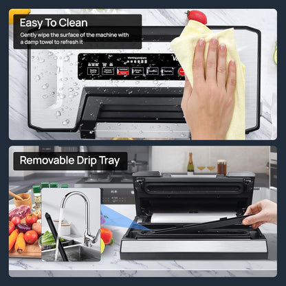 Vakumar Vacuum Sealer Machine - 90Kpa Food Preservation with Dry/Moist Modes & Built-In Cutter | Starter Kit Included