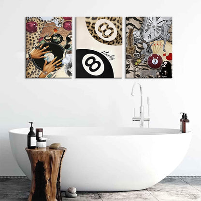 Skiennix Cheetah Wall Art Set - 3 Framed Leopard Canvas Prints for Bedroom & Living Room | 12x16 Inch