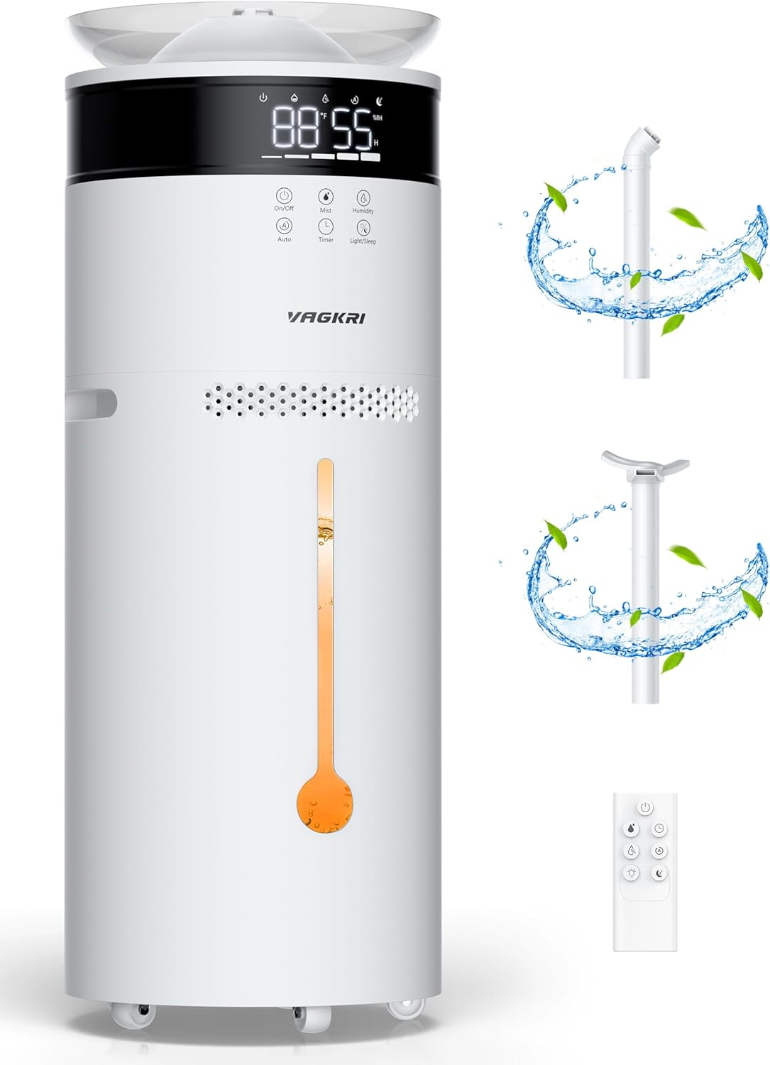 VAGKRI 18L Humidifier - Large Room Whole House Humidifier for 2000 Sq Ft | 5 Mist Levels & 24H Timer