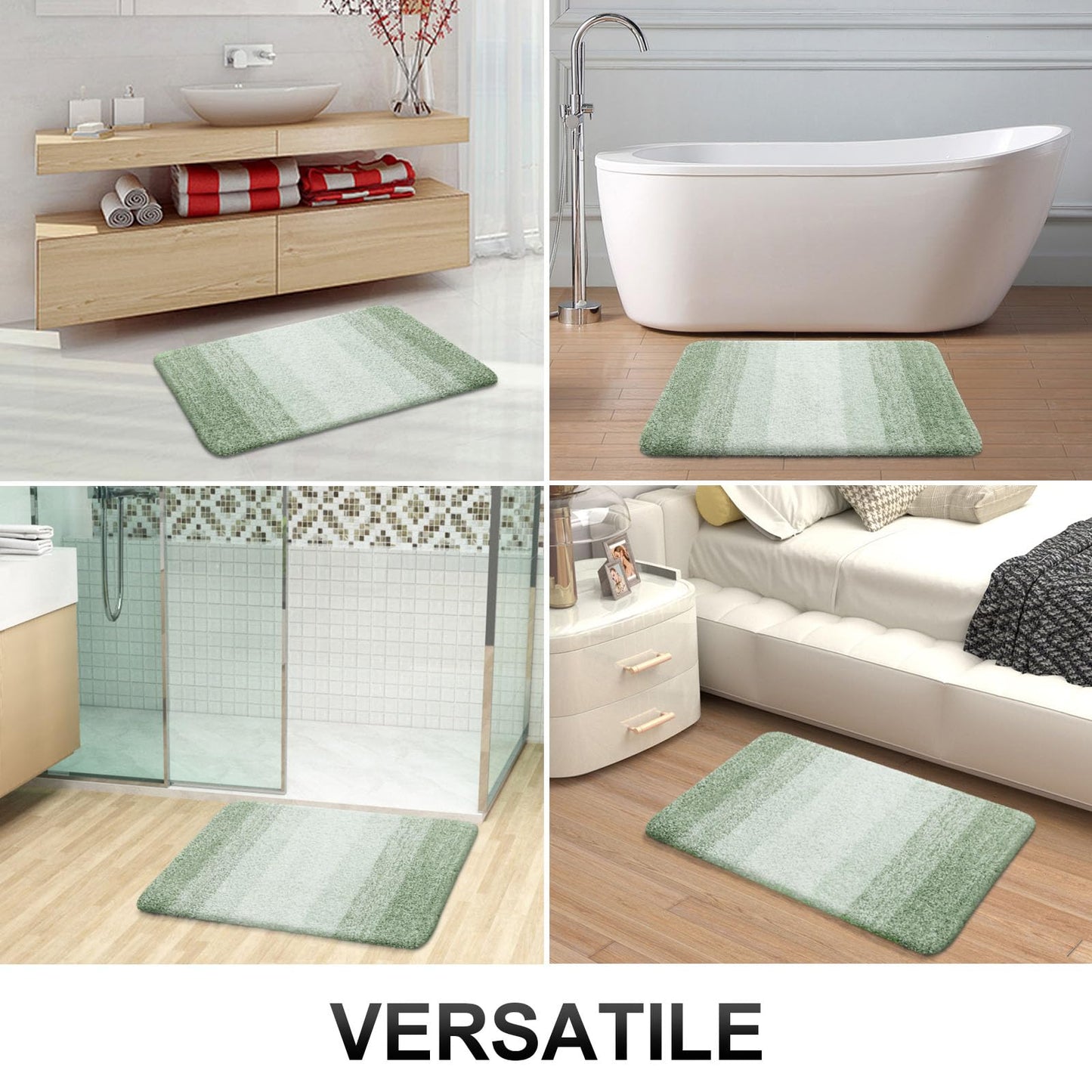 OLANLY Bathroom Runner Rugs Mat 44x24, Extra Soft Absorbent Microfiber Bath Rugs, Rubber Backing, Quick Dry, Washable Long Bath Mats for Bathroom, Tub and Shower, Home Decor Accessories, Sage Green