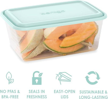 Bentgo Prep - Extra-Large 8-Cup Deep-Dish Storage Containers | 20-Piece Set, Reusable & BPA-Free, Aqua Splash
