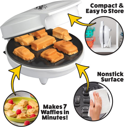 Skiennix Car Mini Waffle Maker - Create 7 Race Car & Truck Shaped Pancakes | Non-Stick Electric Waffler for Kids & Adults