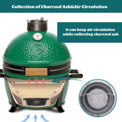 KAMaster Cast Iron Ash Can with Handle for Mini-Max Green Egg Grill,Charcoal Ash Pot Green Egg Accessories Must Haves,Perfectly Paired with Fire Grate/Charcoal Basket for Use | Quick&Easy Cleaning