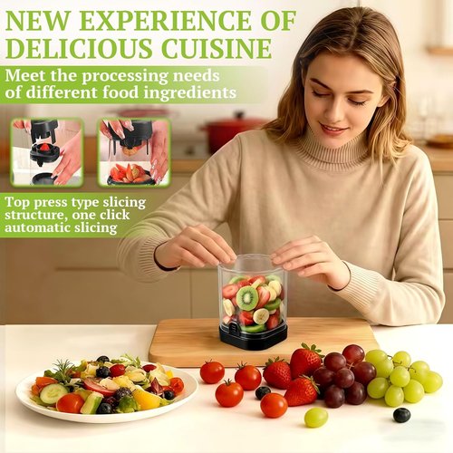 Hendiy Strawberry Slicer - Stainless Steel Blades | Versatile Egg & Fruit Cutter | Black, 1-Pack