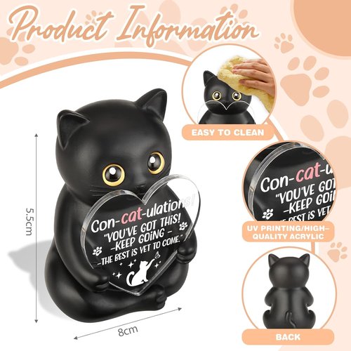 FOKCBOCM Con-Cat-ulations Desk Decor | Encouragement Gift for Graduates & Cat Lovers - Unique Collectible Figurine