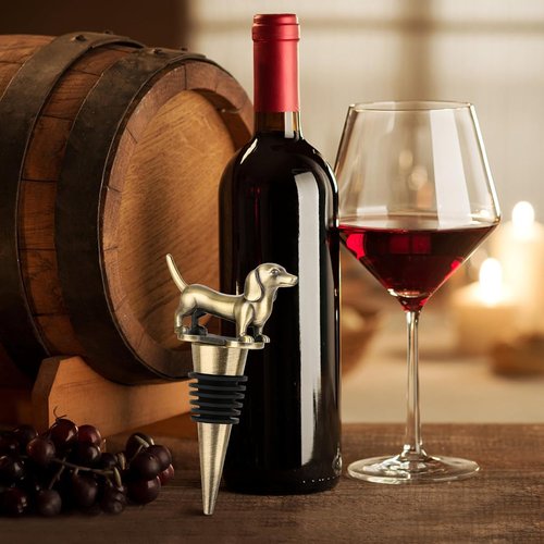 LKKCHER Dachshund Wine Stopper, Wine Gifts for Men Dad Women Sausage Dog Lovers, Bottle Stoppers for Wine Champagne, Birthday Gifts, Father Day Gifts, Christmas Gifts, Bronze