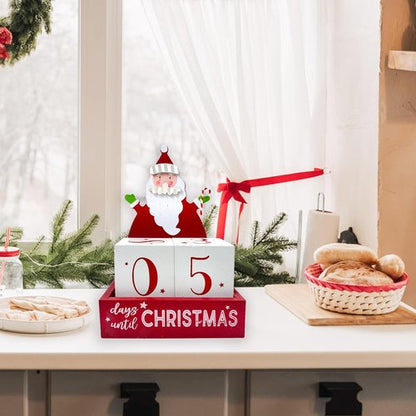Christmas Countdown Blocks - Santa Claus Advent Calendar | Rustic Wooden Holiday Décor for Home