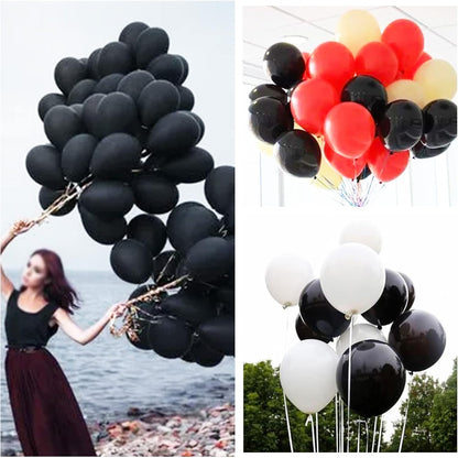 110pcs Black Latex Balloons - 12 Inch Party Balloons for Birthdays, Baby Showers & Weddings