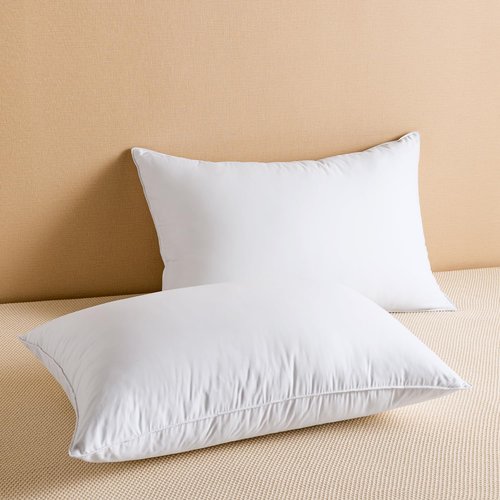 ABOUTABED Goose Feather Down Pillows Queen Size Set of 2, Luxury Soft Feather Pillows for Sleeping, Smooth Down-Proof Fabric, Hotel Collection Bed Pillows Surround Fill Polyester (White, 20"x30")
