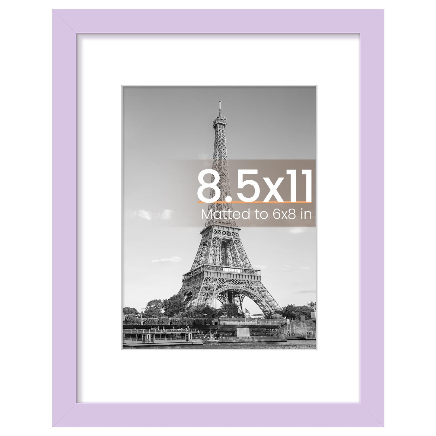 upsimples 8.5 By 11 Picture Frame, Display Pictures 6x8 with Mat or 8.5 x 11 Without, Wall Hanging Photo Frames, Purple, 1 Pack