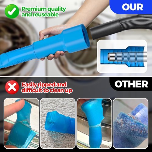 Holikme Dryer Vent Cleaner Kit - Lint Remover Vacuum Attachment Brush & Hose | Blue