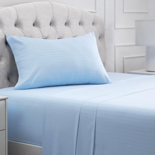 Mellanni Twin Sheets Set - 3 PC Iconic Collection Bedding - Hotel Luxury, Extra Soft, Cooling Bed Sheets - Wrinkle, Fade, Stain Resistant (Twin, Striped Light Blue)