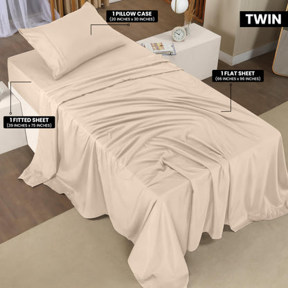Utopia Bedding Twin Bed Sheets Set - Pack of 2 Sheet Sets - Perfect for Spa, Hotel, & Guest Bedroom - Brushed Microfiber - Shrinkage and Fade Resistant - Easy Care (Beige)