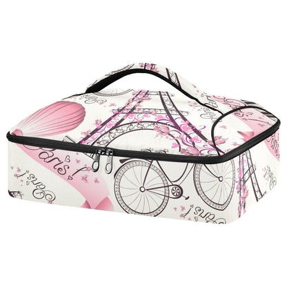 Kigai Beautiful Paris Eiffel Tower Bicycle Butterfly Insulated Casserole Carriers for Hot or Cold Food Storage, Perfect for Parties, Picnics, and Camping; Fits 9” x 13”Baking Dishes; Casserole Carryin