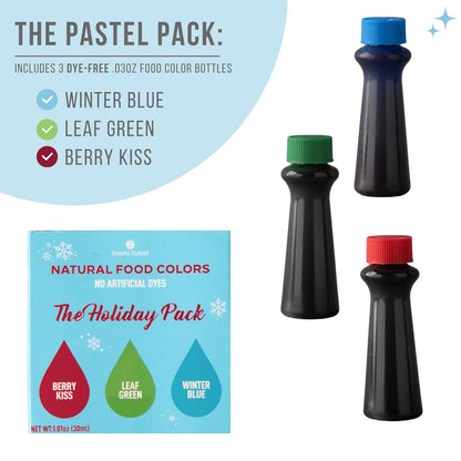Natural Dye Free Christmas Food Coloring Set by [Brand Name] - 3 Bottles (Berry Kiss Red, Leaf Green, Winter Blue) | Perfect for Frosting, Baking & Icing