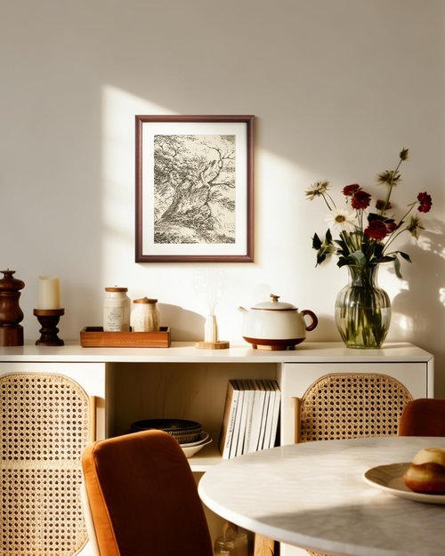 InSimSea Oak Tree Wall Art - Vintage Farmhouse Landscape Painting | 11x14in with Acrylic Panel