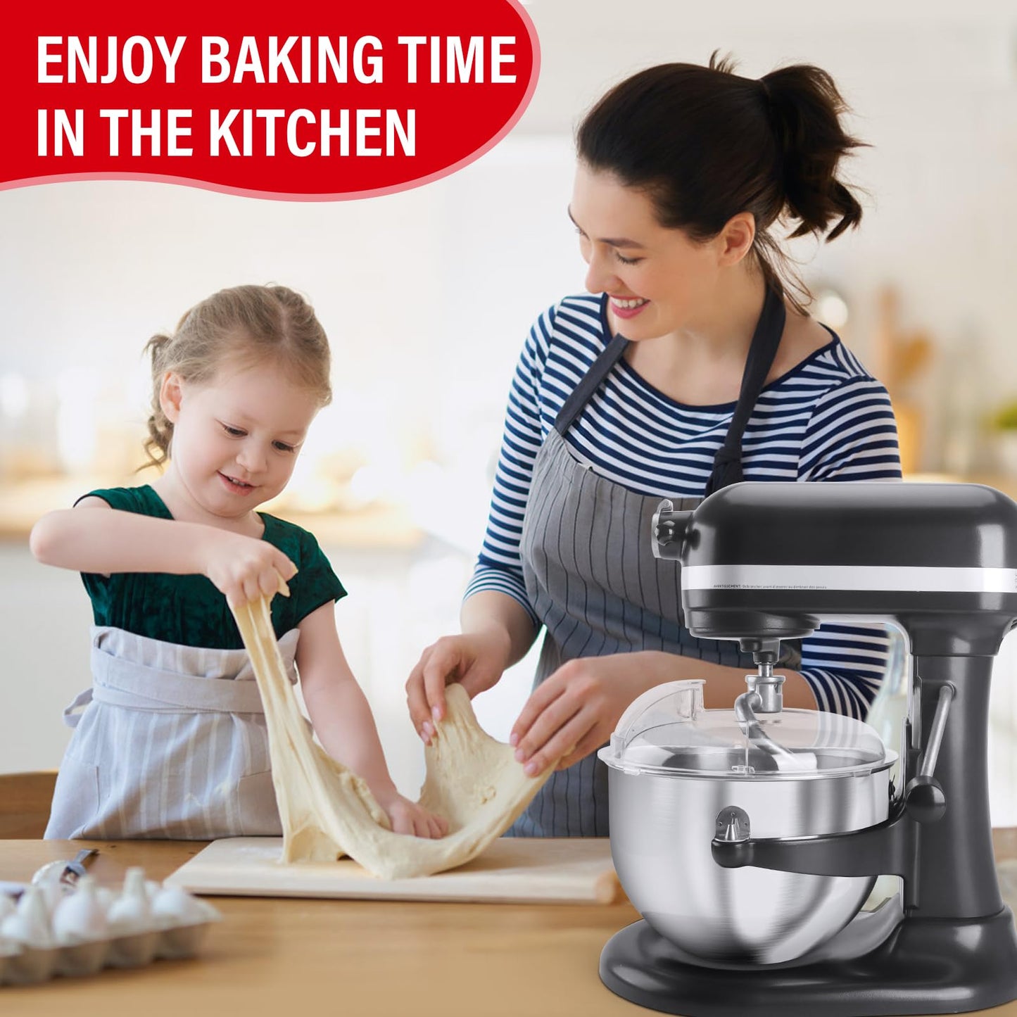 Pouring Shield for KitchenAid 6-7Qt Bowl Lift Stand Mixer (for Stainless Steel Bowls Only), Splash Guard Mixers Bowl Cover for Kitchen aid Accessories and Attachments (Clear)