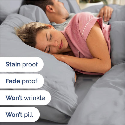 Skiennix Full Size 4-Piece Sheet Set - Comfy Cooling Bed Sheets for All Ages - Deep Pockets, Soft & Wrinkle-Free - Oeko-Tex Certified - Steel Blue