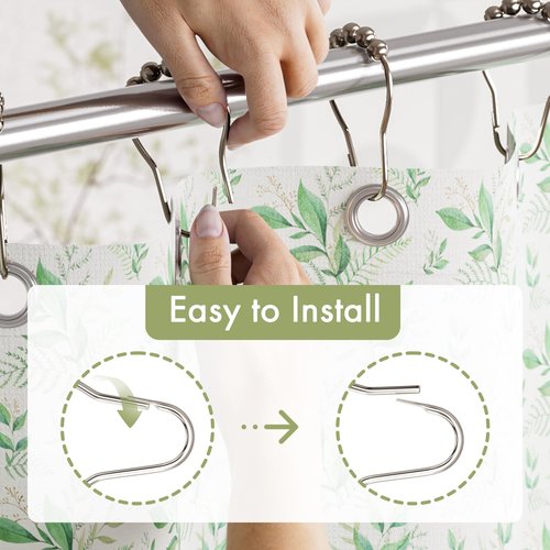 Amazer Shower Curtain Rings, Set of 12, Rust-Resistant Metal Shower Hooks Ring Shower Rings for Curtain Rolling Shower Curtain Hooks for Bathroom Shower Rod Shower Curtain Hangers, Nickel