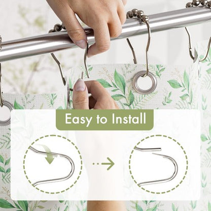 Amazer Shower Curtain Rings, Set of 12, Rust-Resistant Metal Shower Hooks Ring Shower Rings for Curtain Rolling Shower Curtain Hooks for Bathroom Shower Rod Shower Curtain Hangers, Nickel