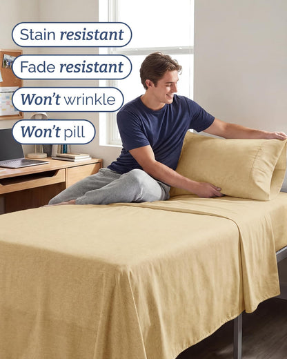 Skiennix Twin XL Sheet Set - Comfy Cooling Bed Sheets with Deep Pockets - Luxury Tan Bedding for All Ages