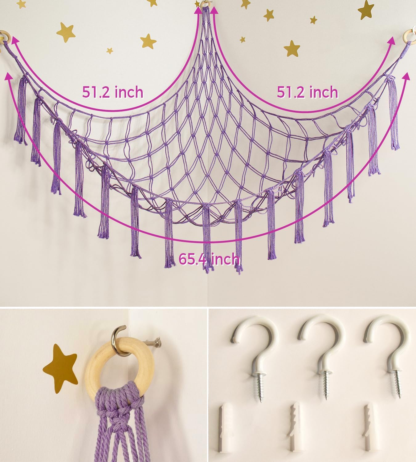 Mirolam Stuffed Animal Storage Hammock - Large Corner Toy Organizer Net for Baby Nursery Decor