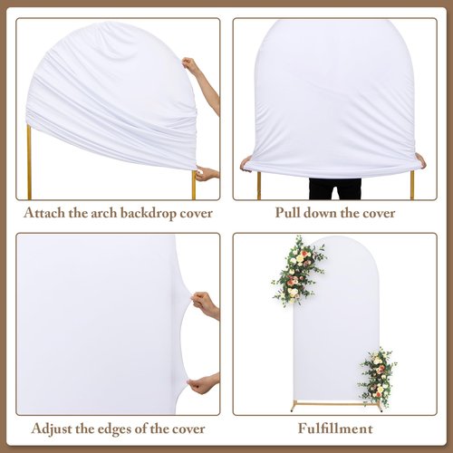 Toolterritary Metal Arch Backdrop Stand and Cover Set of 2, Sturdy 7.2FT, 6FT Party Backdrop Set, Wedding Arch Frame and Cover Set for Birthday, Baby Shower,Christmas, Anniversary