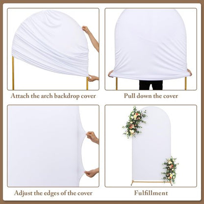 Toolterritary Metal Arch Backdrop Stand and Cover Set of 2, Sturdy 7.2FT, 6FT Party Backdrop Set, Wedding Arch Frame and Cover Set for Birthday, Baby Shower,Christmas, Anniversary