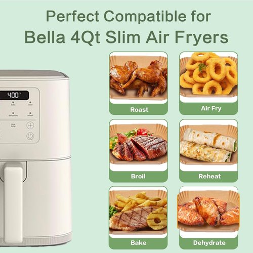 Bella Parchment Paper Liners - 150 Pcs Nonstick Air Fryer Baking Paper | Easy Cleanup & Oil Proof