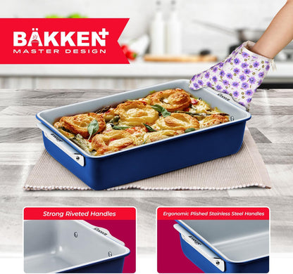 Premium Non-Stick Ceramic Baking Sheet Pan - Aluminized Steel, PFOA & PFAS Free - Ideal for Baking & Roasting - Medium Size (15.5" x 10") - Blue