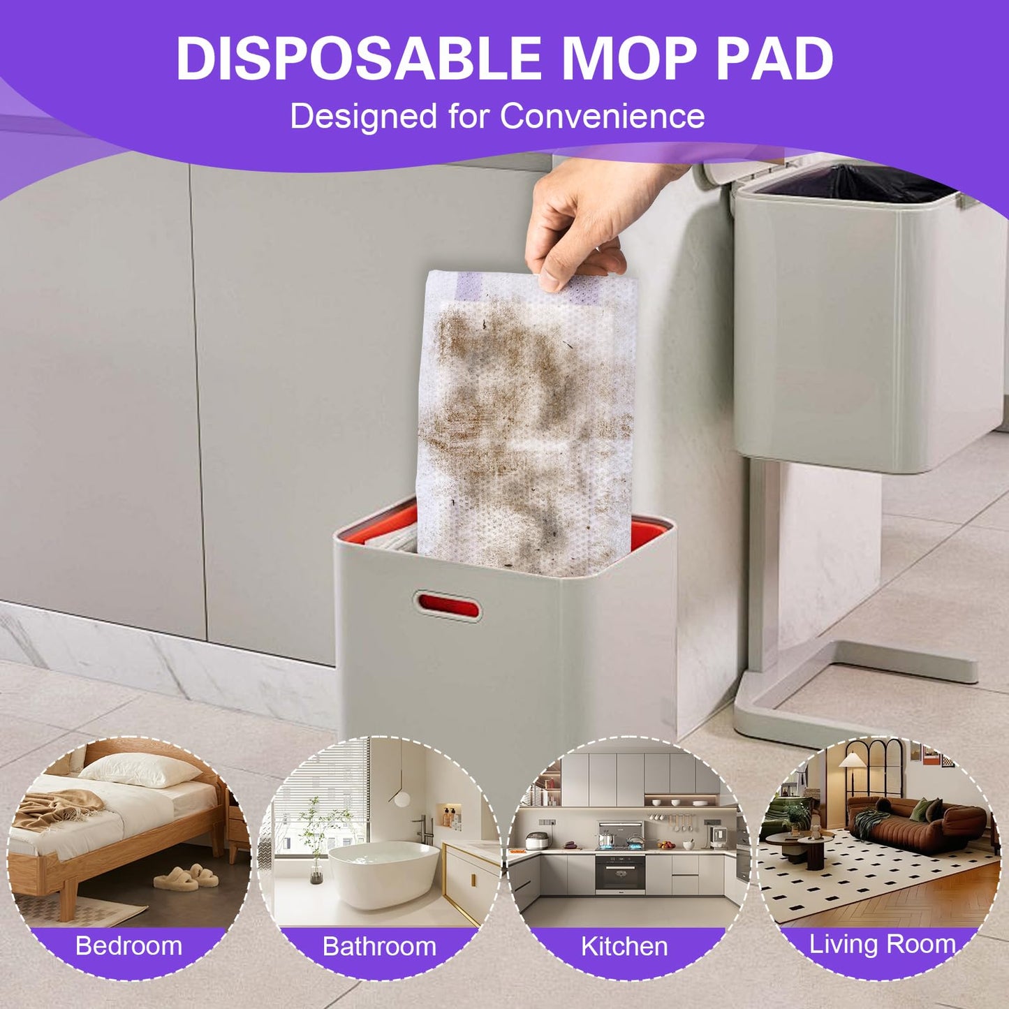 Mop Pads Refills Compatible with WetJet Mop, Disposable Mop Pads for Hardwood Floors, Tile, Laminate & Multi-Surface Cleaning, 100 Pack