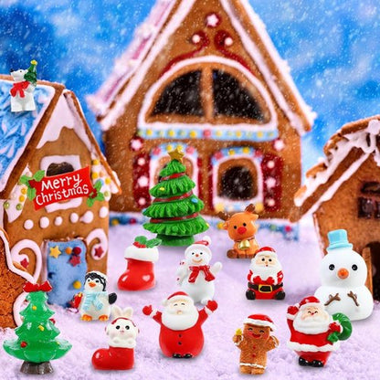 DIYDEC 32Pcs Christmas Miniature Figurines - Resin Santa Claus, Snowman & Animals | Holiday Party Decor